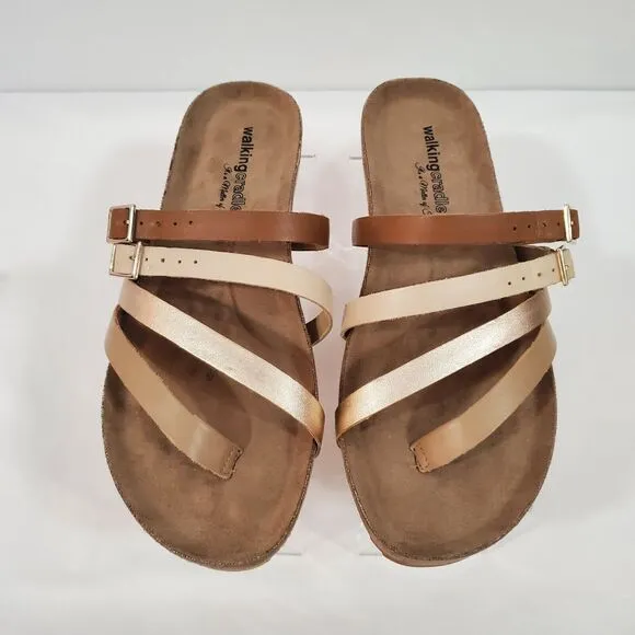 Walking Cradles Leather Sandals Women's 10.5 M Penelope Rose Gold W-137511 New