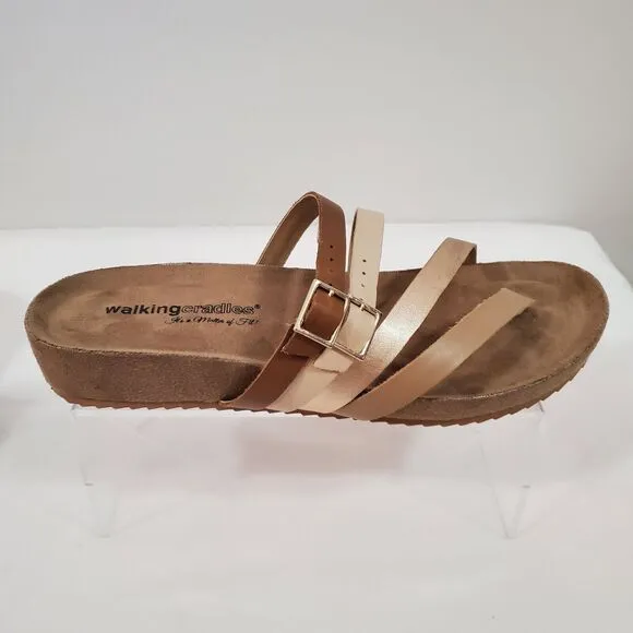 Walking Cradles Leather Sandals Women's 10.5 M Penelope Rose Gold W-137511 New