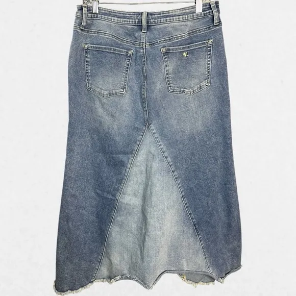 Wash Lab Denim Two-Tone High Low A-Line Asymmetrical Midi Skirt Women's Size 30