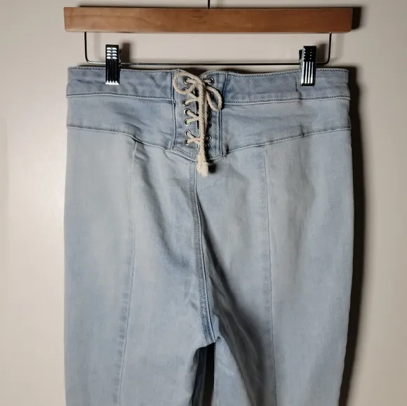 We The Free Free People Crvy High Rise Lace-Up Back Flare Jeans | Size 29
