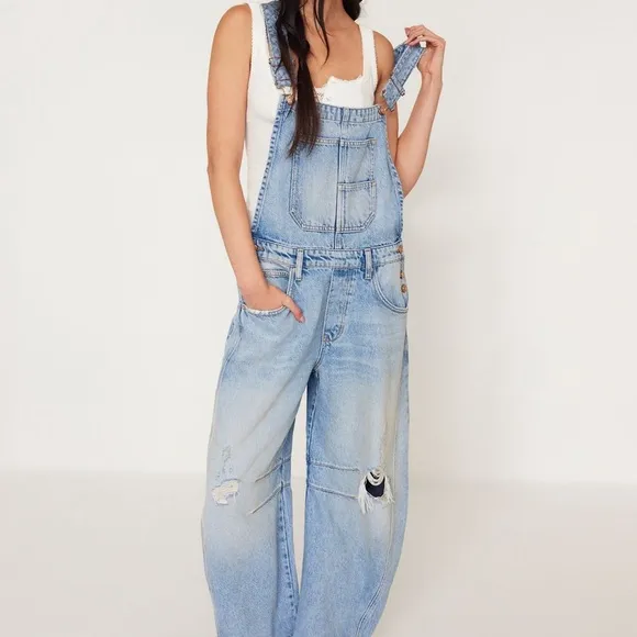 We The Free Good Luck Barrel Overalls
