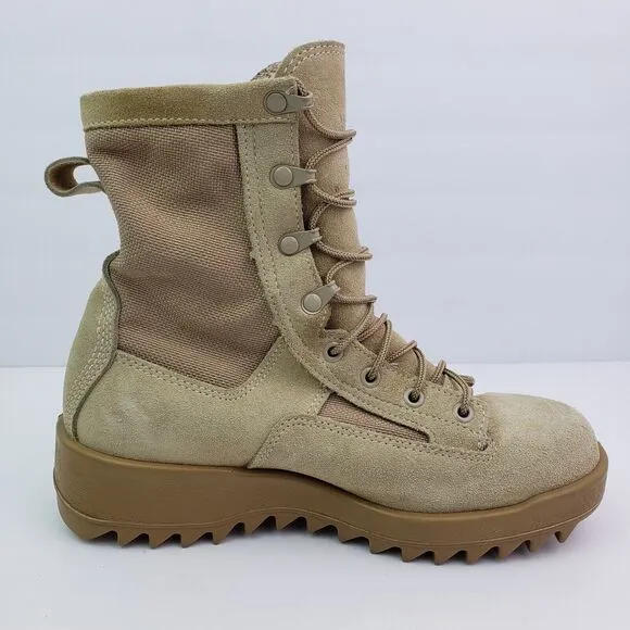 Wellco Mens Size 6.5 Desert Tan Lace Up USA Made Military Combat Boots 18/08/045