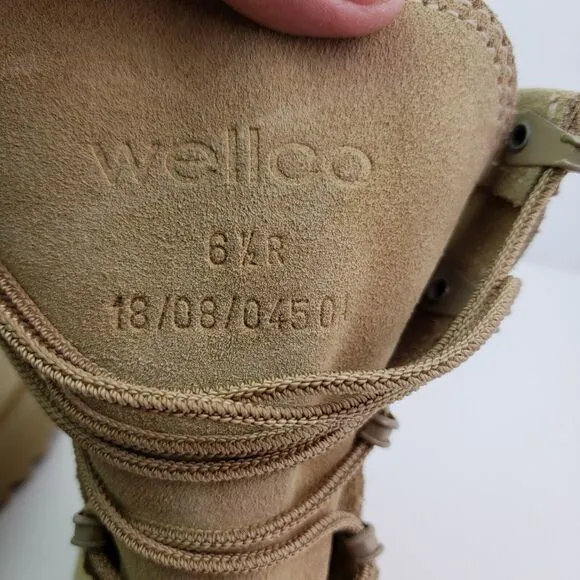 Wellco Mens Size 6.5 Desert Tan Lace Up USA Made Military Combat Boots 18/08/045
