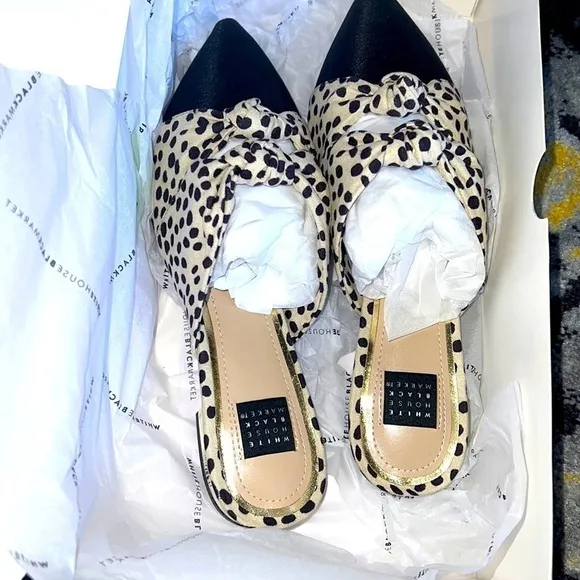 White House Black Market Polka Dot Slide On Loafers NWT