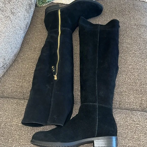 White Mountain Black Suede High Knee Boots Size 6