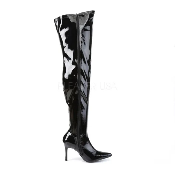 Wide Width Pointed Toe Thigh High Heel Boots