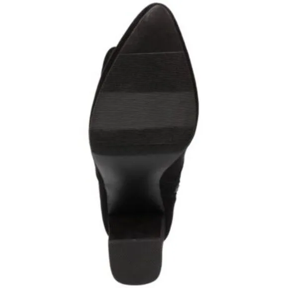 WILD PAIR Womens Black Stretch Bravy Pointed Toe Block Heel Boots 5 M