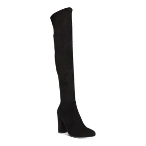 WILD PAIR Womens Black Stretch Bravy Pointed Toe Block Heel Boots 5 M