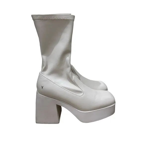Windsor Smith White Stretch‎ Sock Platform Boots Grunge Wmn Sz 10