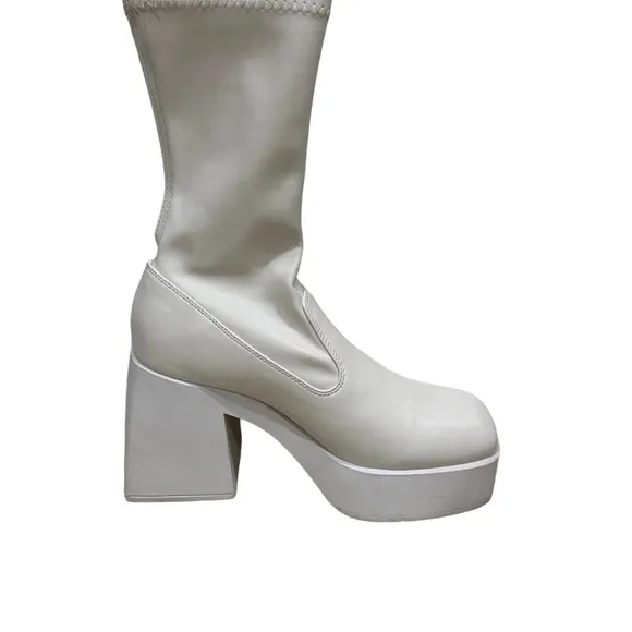 Windsor Smith White Stretch‎ Sock Platform Boots Grunge Wmn Sz 10