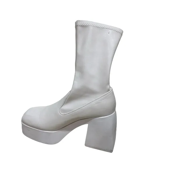 Windsor Smith White Stretch‎ Sock Platform Boots Grunge Wmn Sz 10
