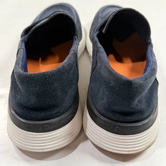 Wolf &amp; Shepherd Crossover Loafer Navy Blue Suede Mens 7.5 Slip On