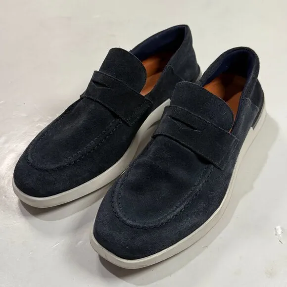 Wolf &amp; Shepherd Crossover Loafer Navy Blue Suede Mens 7.5 Slip On