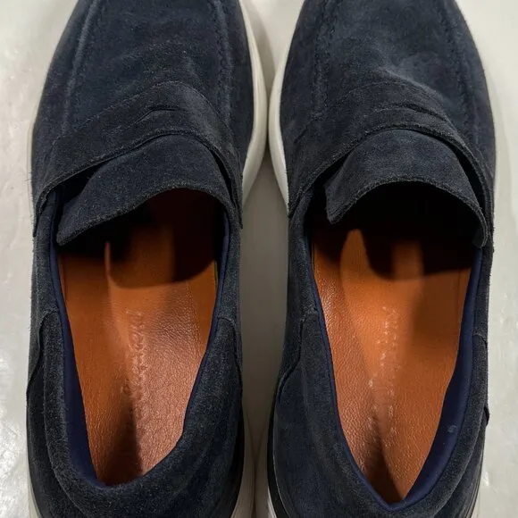 Wolf &amp; Shepherd Crossover Loafer Navy Blue Suede Mens 7.5 Slip On