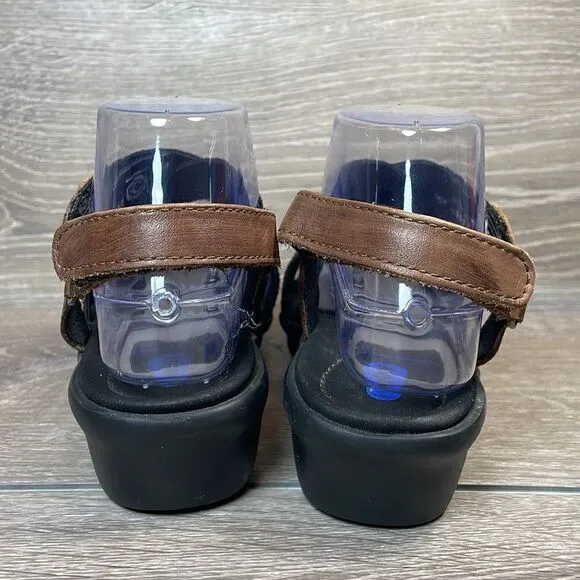 Wolky Electra 0667 Women’s Sz 6.5-7/EU 37 Brown Leather Black Strappy Sandals