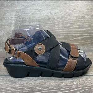 Wolky Electra 0667 Women’s Sz 6.5-7/EU 37 Brown Leather Black Strappy Sandals