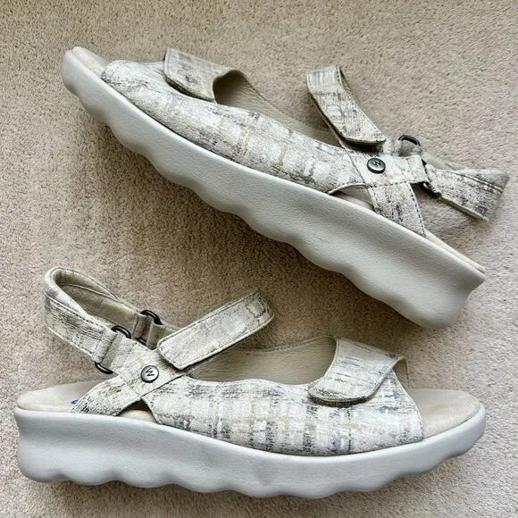 Wolky Multu Picasso Crash Multi White Adjustable Sandals EU 41 US 10.5 Comfort