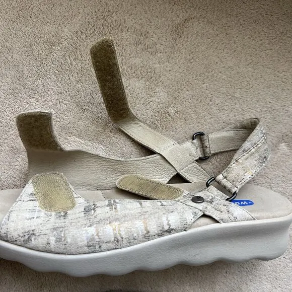 Wolky Multu Picasso Crash Multi White Adjustable Sandals EU 41 US 10.5 Comfort