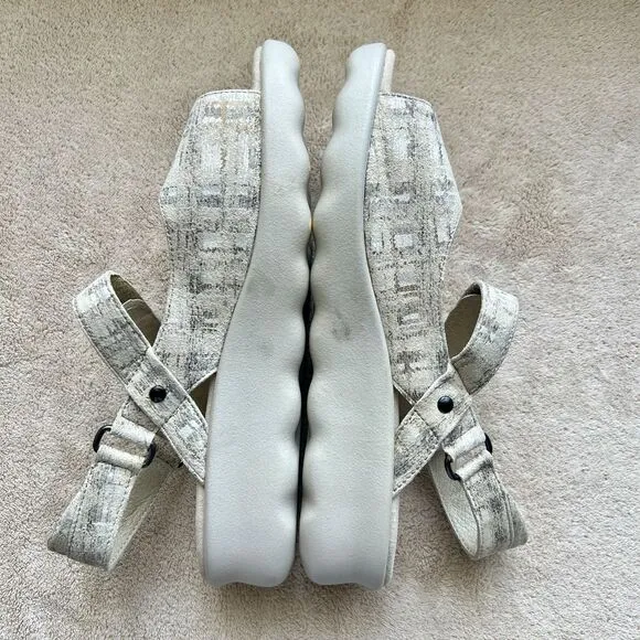 Wolky Multu Picasso Crash Multi White Adjustable Sandals EU 41 US 10.5 Comfort