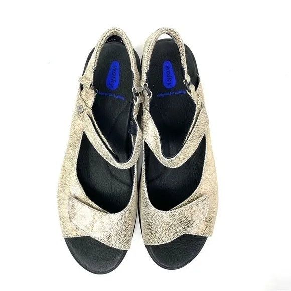 Wolky Pichu Comfort Sandals Beige Caviar Leather