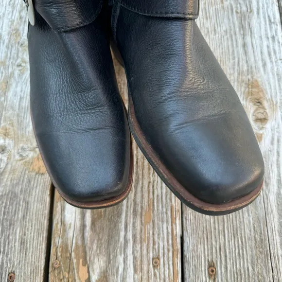 WOLKY Women's Riding Moto Boots, Black Leather US Size 8.5 EU 39