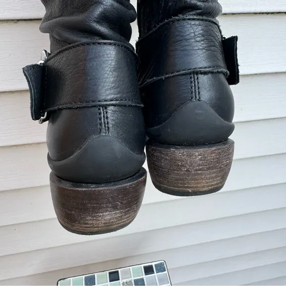 WOLKY Women's Riding Moto Boots, Black Leather US Size 8.5 EU 39