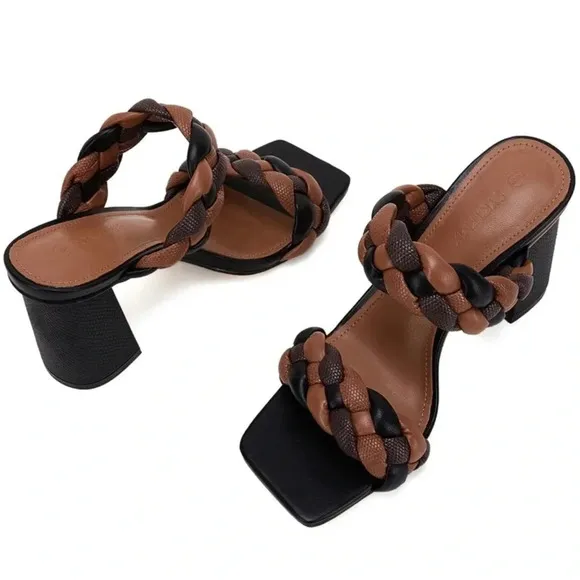 Women Braided Heeled Sandals size 9