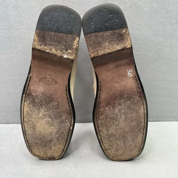 Womens 7 / EU 37 Tod's Loafers Tan Red Pony Hair Colorblock Slip-On Italian