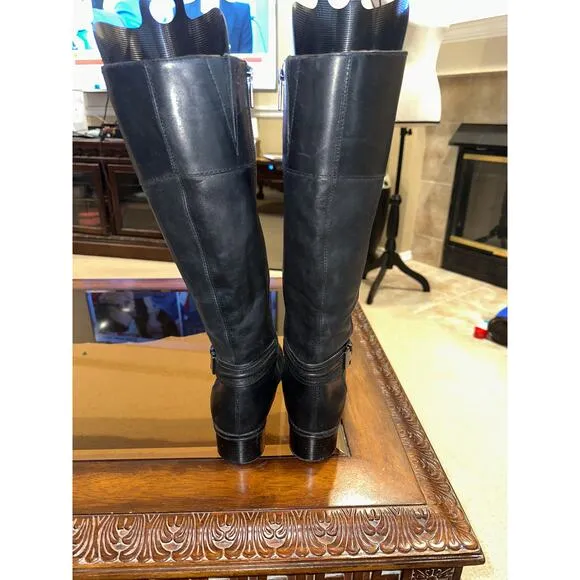 Women’s Bandolino Carlita Black Leather Riding Boots. Size 8.5