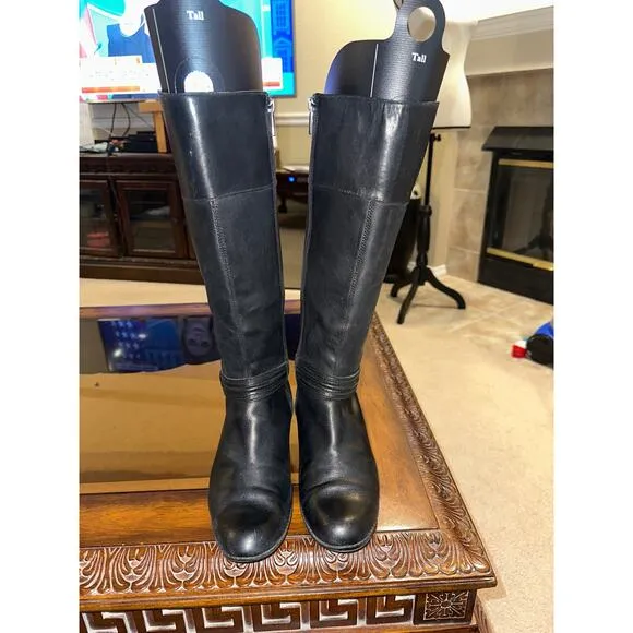 Women’s Bandolino Carlita Black Leather Riding Boots. Size 8.5