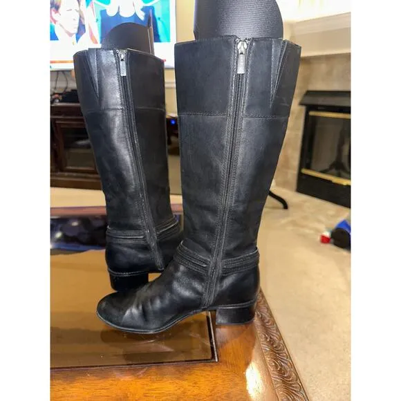 Women’s Bandolino Carlita Black Leather Riding Boots. Size 8.5