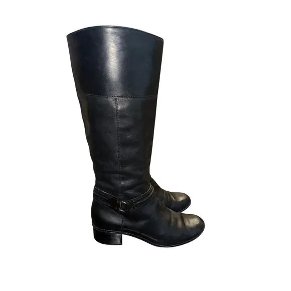 Women’s Bandolino Carlita Black Leather Riding Boots. Size 8.5