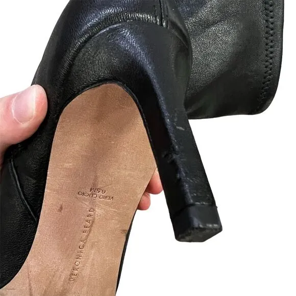 Women's Black Pointed Toe Kitten Heel Bootie Ankle Boots Zip Closure