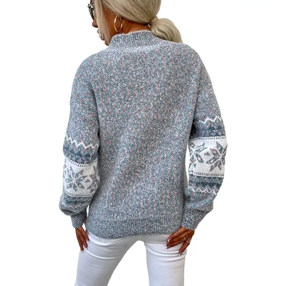 Women’s Casual Knitted Pullover Long Sleeve Sweaters with Crew Neck