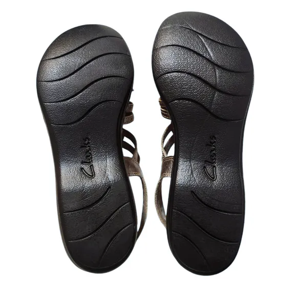 Women's Clarks Leisa Janna Pewter Silver Sandals 8 1/2