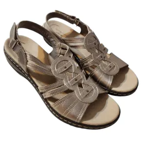 Women's Clarks Leisa Janna Pewter Silver Sandals 8 1/2