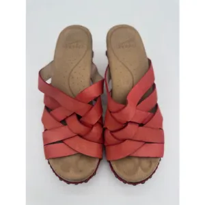 Women's Dansko Red Leather Woven Wedge Sandals