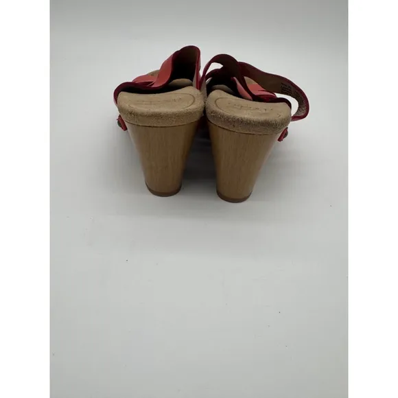 Women's Dansko Red Leather Woven Wedge Sandals