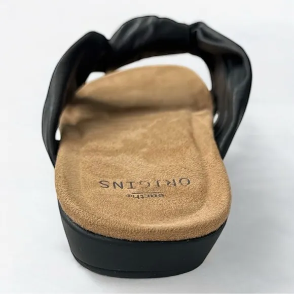 Women’s Earth Origins Billi Black Leather Comfort Slide Sandals 10W