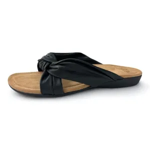 Women’s Earth Origins Billi Black Leather Comfort Slide Sandals 10W