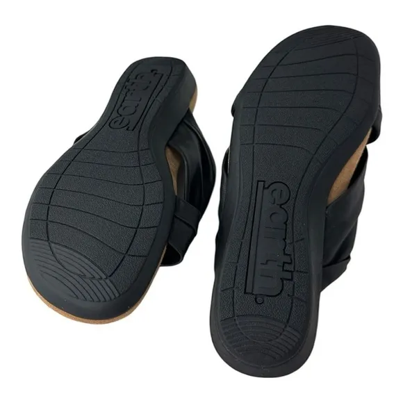 Women’s Earth Origins Billi Black Leather Comfort Slide Sandals 10W