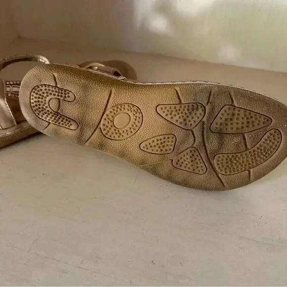 Womens gold and bronze strappy sandals size 6 with box