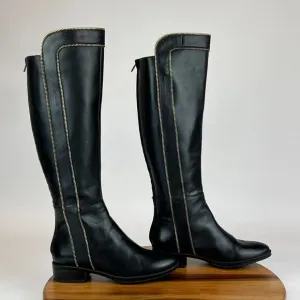 Womens Karl Lagerfeld Black Leather Knee High‎ Riding Boots Size 6 M GUC