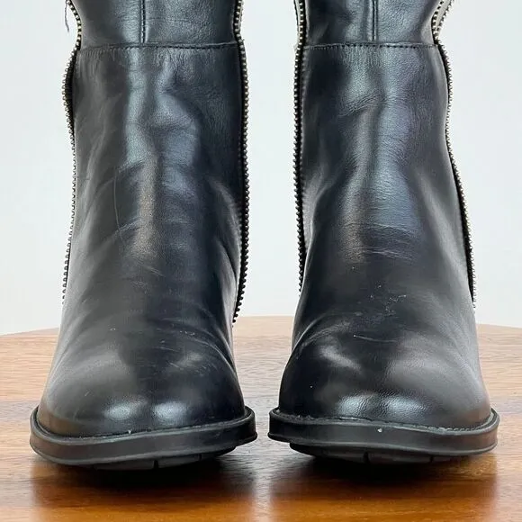 Womens Karl Lagerfeld Black Leather Knee High‎ Riding Boots Size 6 M GUC