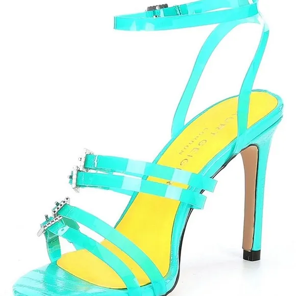 Women's Kurt Geiger London Pierra Vinyl Strap Embellished Buckle Dress Sandals
