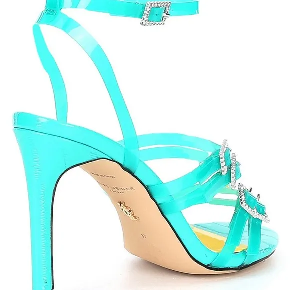 Women's Kurt Geiger London Pierra Vinyl Strap Embellished Buckle Dress Sandals