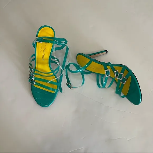 Women's Kurt Geiger London Pierra Vinyl Strap Embellished Buckle Dress Sandals