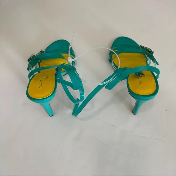 Women's Kurt Geiger London Pierra Vinyl Strap Embellished Buckle Dress Sandals
