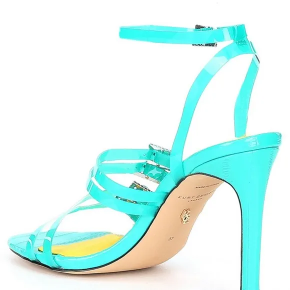 Women's Kurt Geiger London Pierra Vinyl Strap Embellished Buckle Dress Sandals