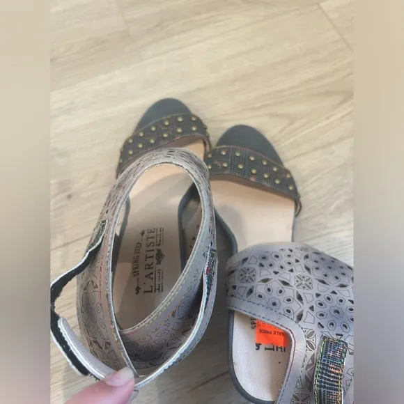 WOMEN'S L'ARTISTE BY SPRING STEP BERNADETTE HEELED SANDALS Gray Size 9